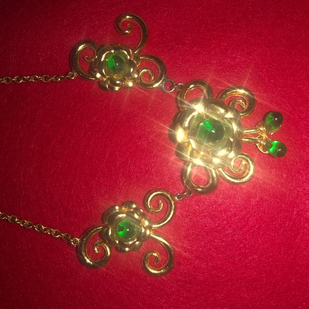 Vintage green and gold necklace